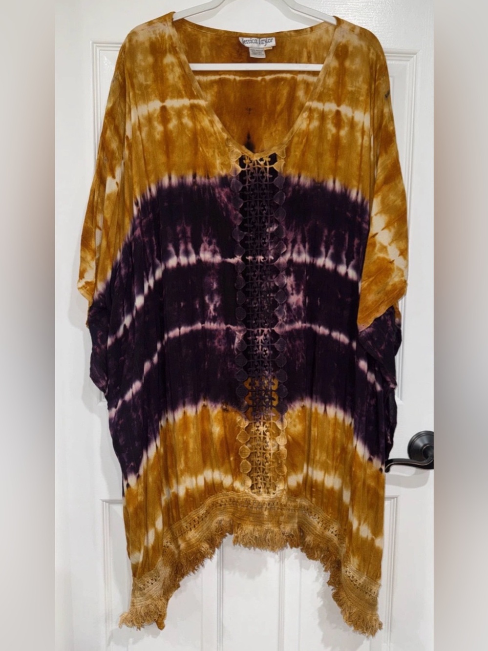 Jessica Taylor Women's One Size Swim Cover Up Purple Multi Tie-Dye Boho Resort